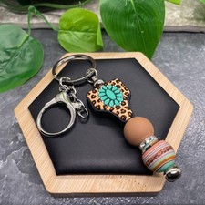 4.5 Stainless Steel Silicone Bead Keychain Purse Backpack Western New C1004