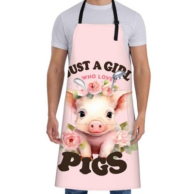 Just a Girl Who Loves Pigs Apron for Women with Rose,28x33in,Cute Piglet Flow...