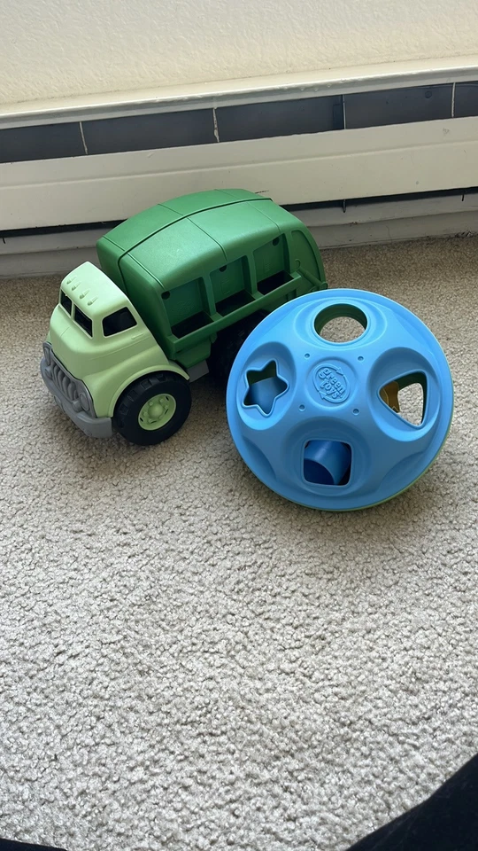 Lot of 2 Green Toys Recycling Truck Shapes Sorting Puzzles Baby Toddler BPA Free - Image 2 of 4