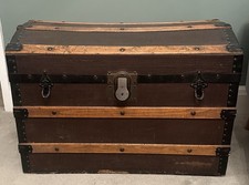 Vintage Maritime Sea Captains Chest/ Trunk With Domed Lid