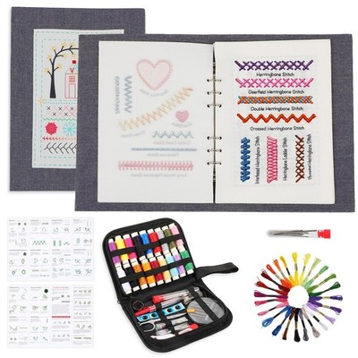 COLORCASA New Embroidery Stitch Book Kit,Embroidery Learning colorful