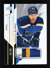 2018-19 Upper Deck Premier Rookie Premium Materials 25/49 Jordan Kyrou #68 1q2