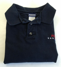 Vintage Mens Panhandle Rough Stock Pro Rodeo Navy Polo Shirt Size L USA Made