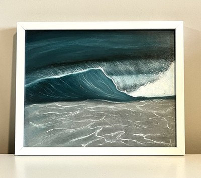 3D Original Acrylic Ocean Wave Canvas Painting, framed, coastal wall decor