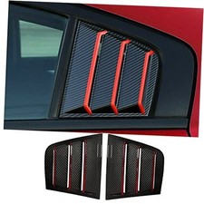 Rear Side Window Louvers Compatible with Dodge Carbon Fiber with Red Trim