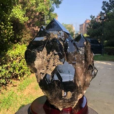 20.79LB Natural smoky quartz obelisk tea-crystal specimen tower healing decor