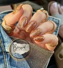 REd Aspen Press On Nails-Star Light, Star Bright, Sakura Medium Almond Glitter