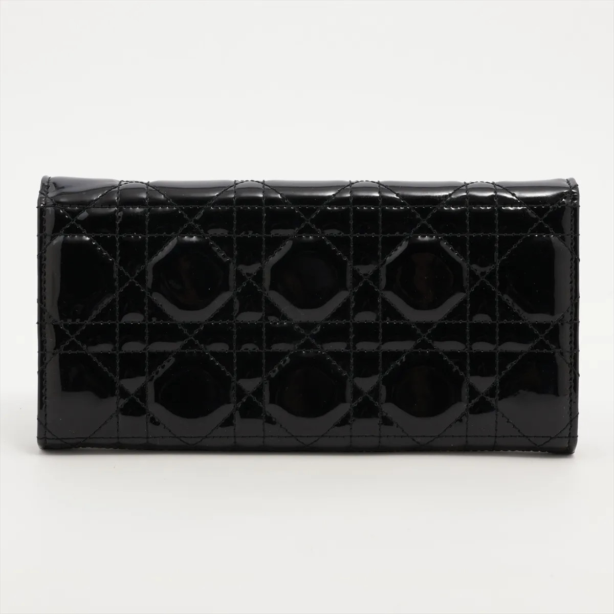 Dior Lady Dior Cannage Patent Leather Chain Wallet Black - # image 2