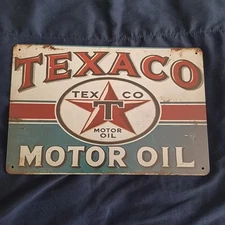 8" X 12" Metal Sign Texaco Motor Oil Man Cave Garage Bar Oil Gas Wall Art Auto