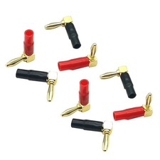 Gold Plated Banana Plugs 90 Degree 4mm Dual Screw Solderless Speaker Connectors