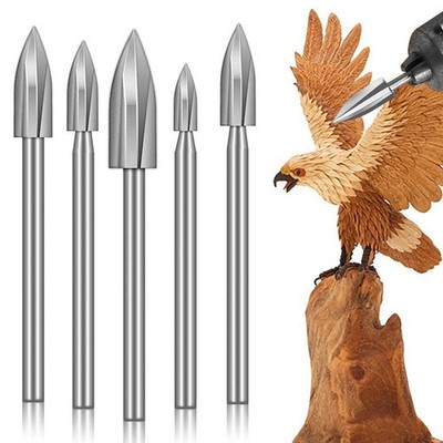 5 PCS Wood Carving Drill Bits Set, 1/8'' Shank Rotary Tool for Engraving, Cra...