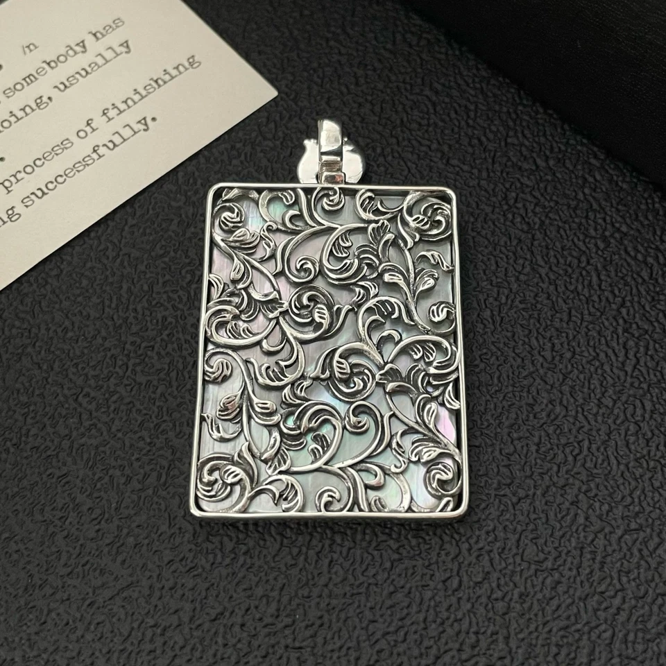 Colgante de zorro de nueve colas concha blanca tallada pesada S925 plata filigrana amuleto Foto 3 de 4