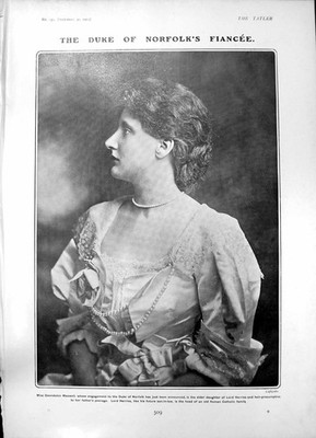 Antiker alter Druck Gwendolene Maxwell Duke Norfolk Katzen Hotel Hammersmith 1903