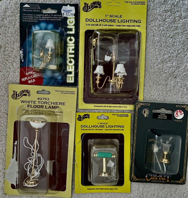 5- Vintage miniature Dollhouse Lighting Ceiling Fixtures New