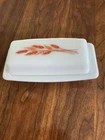 “Rare” Vintage Pyrex Butter Dish With Lid Autumn Harvest Wheat Perfect Condition