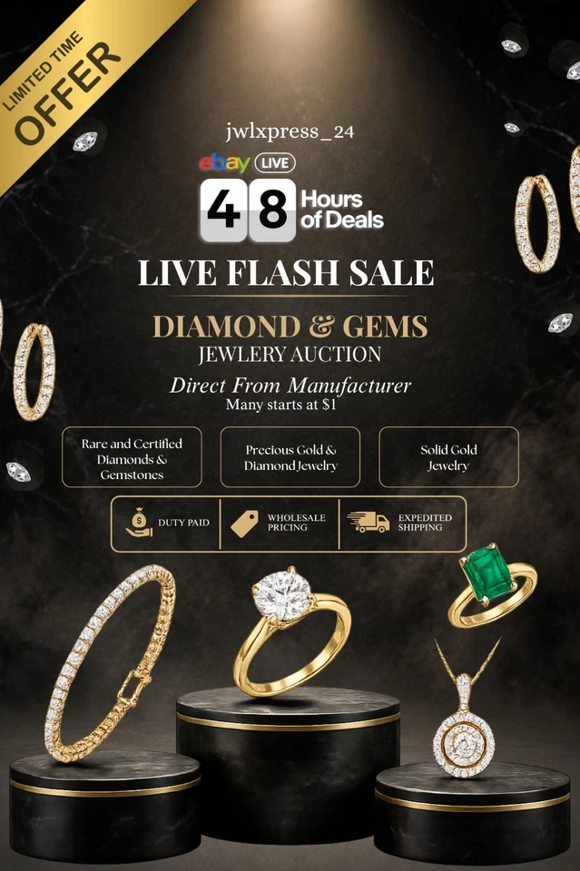 LIVE NOW : FLASH DEAL ! Diamond/Gemstones Jewelry Auction! Starts at $1! 💎