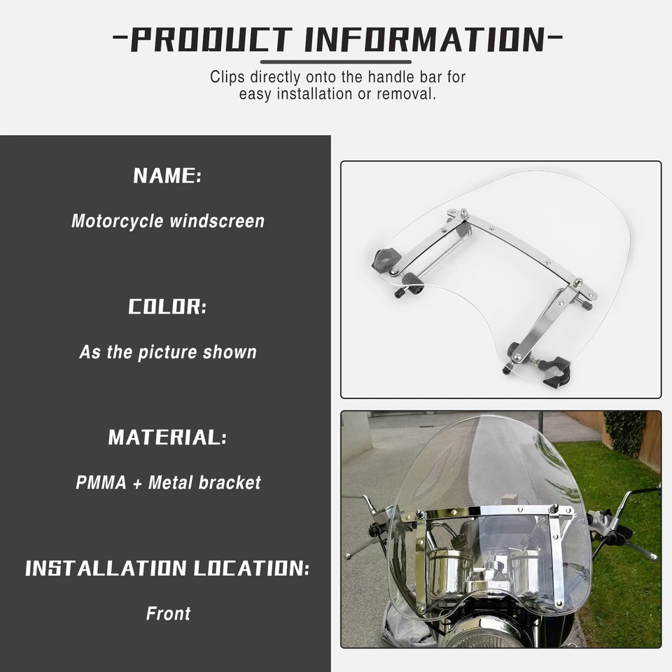 Guidão para Yamaha Virago XV 250 525 535 750 1100 18"x16" para-brisa 7/8" 1" - Imagem 4 de 4