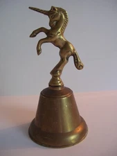 VINTAGE Solid Brass Unicorn Bell Rearing Unicorn Dinner Bell/Hand Bell