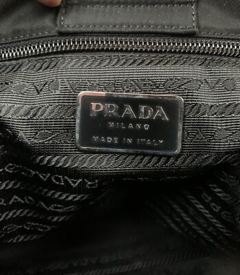 Authentic PRADA | Borsa in Tessuto | Black Hobo Bag with Clear