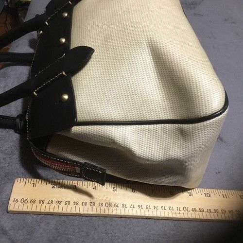 DOONEY & BOURKE WILSON PANAMA LEATHER HANDBAG BLACK ,BEIGE/RED INTERIOR - Picture 6 of 10