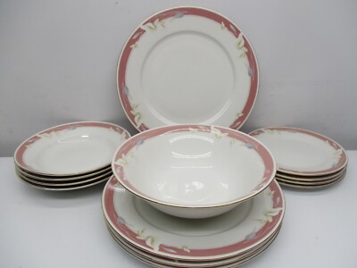 Majesty Taupe Fantasy #8394 Dinner Plates-Desert/Bread-Veg Bowl-Soup/Salad Bowls