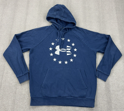 Under Armour Hoodie Mens Medium Navy Blue Stars Stripes USA Loose Pullover  UA | eBay