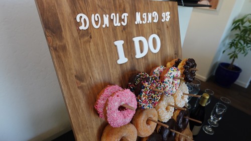 "Donut Mind If I Do", Donut Display Table Stand for Wedding, Holds 40 Donuts - Picture 10 of 10