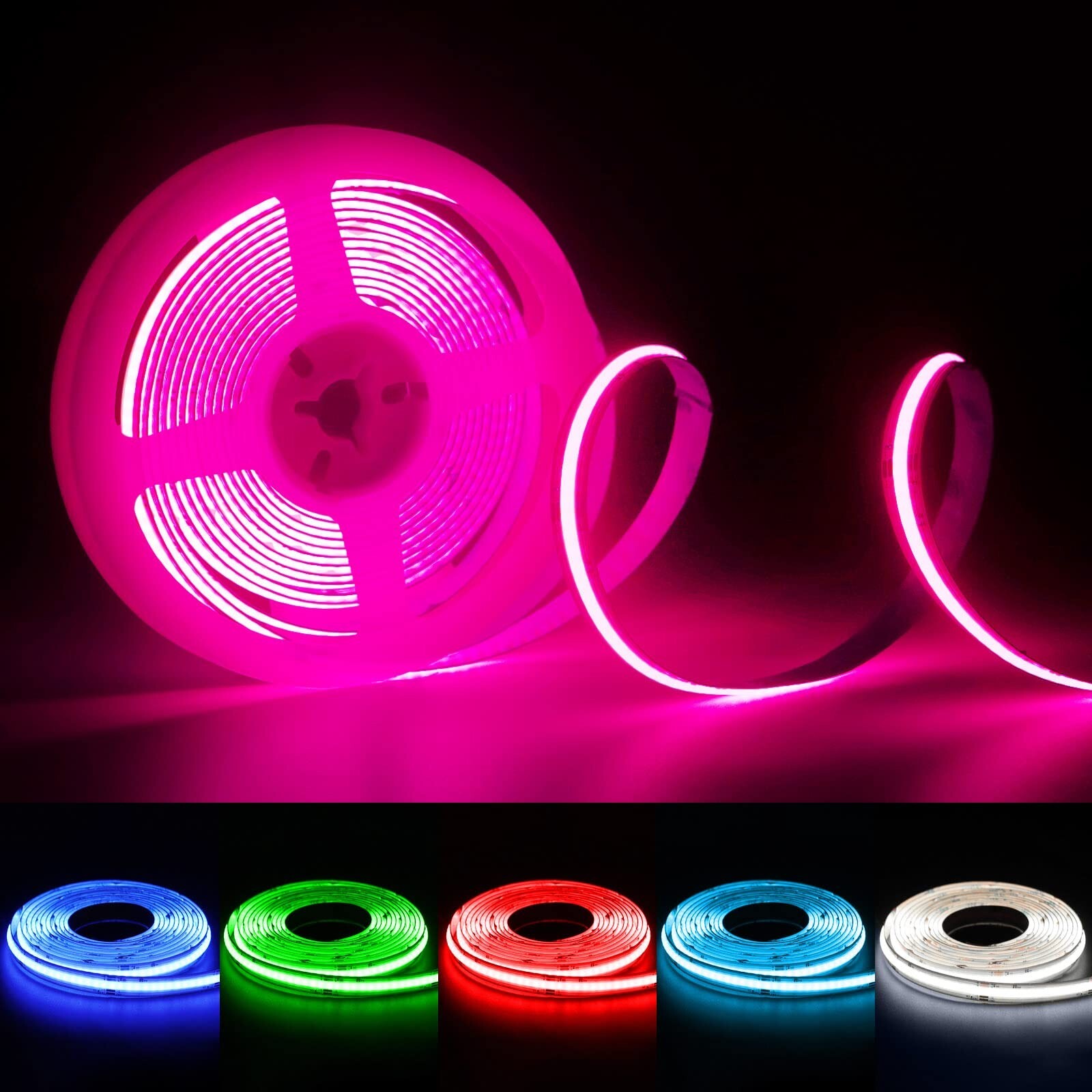 16.8ft RGB COB LED Strip Lights 24V No Controller or Adapter Included