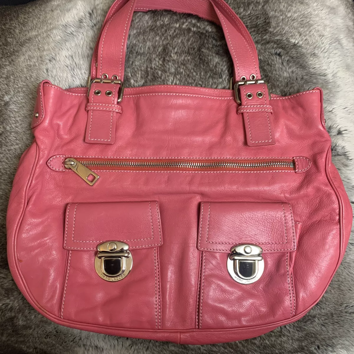 Marc Jacobs Large Stella Handbag Purse Tote Hot Pink Silver RARE 2000s  Vintage