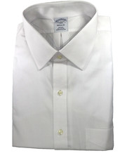 Brooks Brothers Regular Cotton Non-Iron 18-34/35 Pinpoint Ainsley Collar White