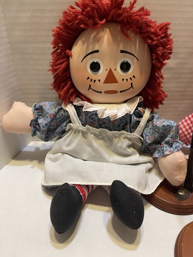 1995 Knickerbocker Raggedy Ann & Andy Dolls, Porcelain Face W/stands 13” - Picture 8 of 9
