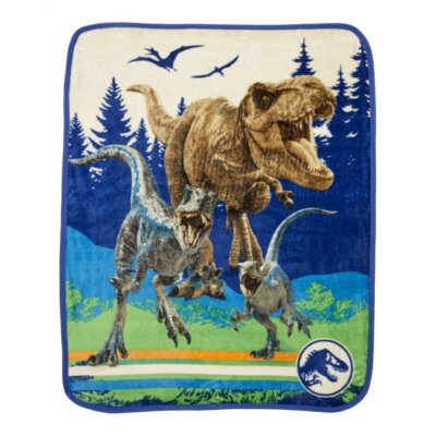 Jurassic World Kids Silky Soft Plush Throw Blanket, 40x50, Blue, NWT