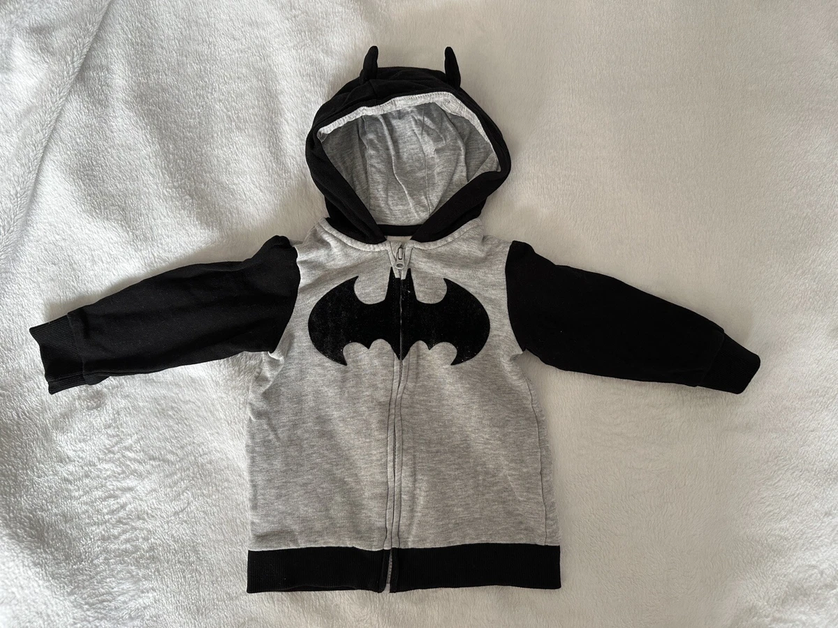H M Batman Hoodie with Batman Ears on Hood Jacket 9 12 Months