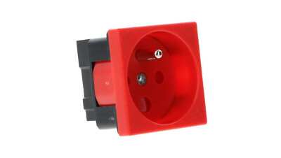 A-LAN Steckdose 45x45 mit Schlüssel, rot - 2P+Z PZ01 Steckdose