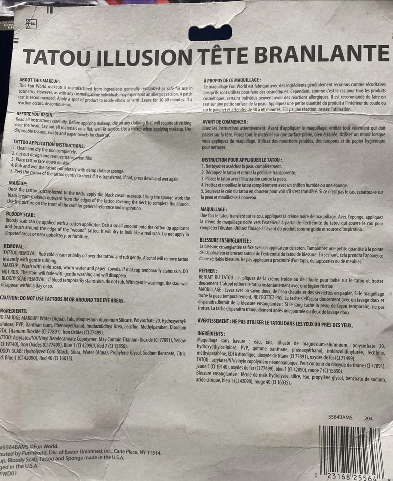 Kit de Maquillaje Ilusión Cabeza Bobble Halloween Disfraz Bobblehead Juegos con disfraces Foto 2 de 2