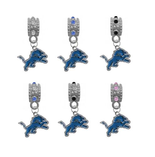 Detroit Lions Football European Rhinestone Charm for Bracelet Necklace Bead - Picture 1 of 1