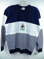 NEIMAN MARCUS NWT WOMENS XL SWEATER BLUE WHITE STRIPE GOLD STAR STUDDED USA MADE