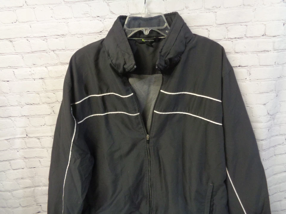 ! TEK GEAR Men's Full Zip Jacket Dark Grey with Hood in Collar Size L Large - Image 2 of 4