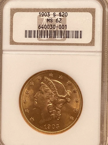 1903s $20 gold liberty head double eagle NGC MS 62