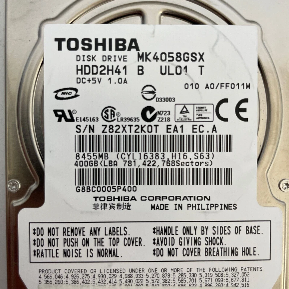 Toshiba 400GB 2.5" SATA Internal Hard Drive 3.0Gb/s 5400 RPM 8MB HDD MK4058GSX - Image 3 of 4