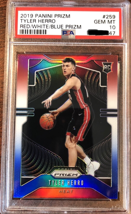 2019-20 PANINI PRIZM TYLER HERRO RED/ WHITE/ BLUE RC NO. 259 GEM MINT PSA 10🔥🔥