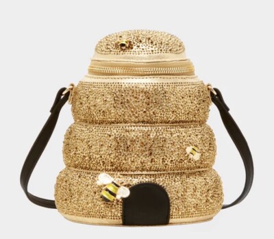 Betsey Johnson Kitsch Queen Bee Crossbody bag Gold New Sealed