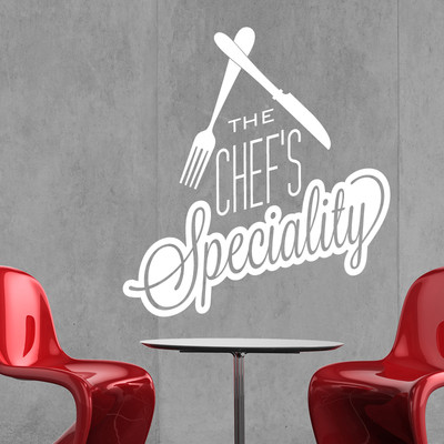 CHEF BON APPÉTIT 50cmX30cm AUTOCOLLANT STICKER MURAL MUR CAFE CUISINE RESTAURANT