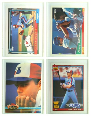 Larry Walker Lot x4 1991 1992 1994 Topps Stadium Club Montreal Expos Baseball