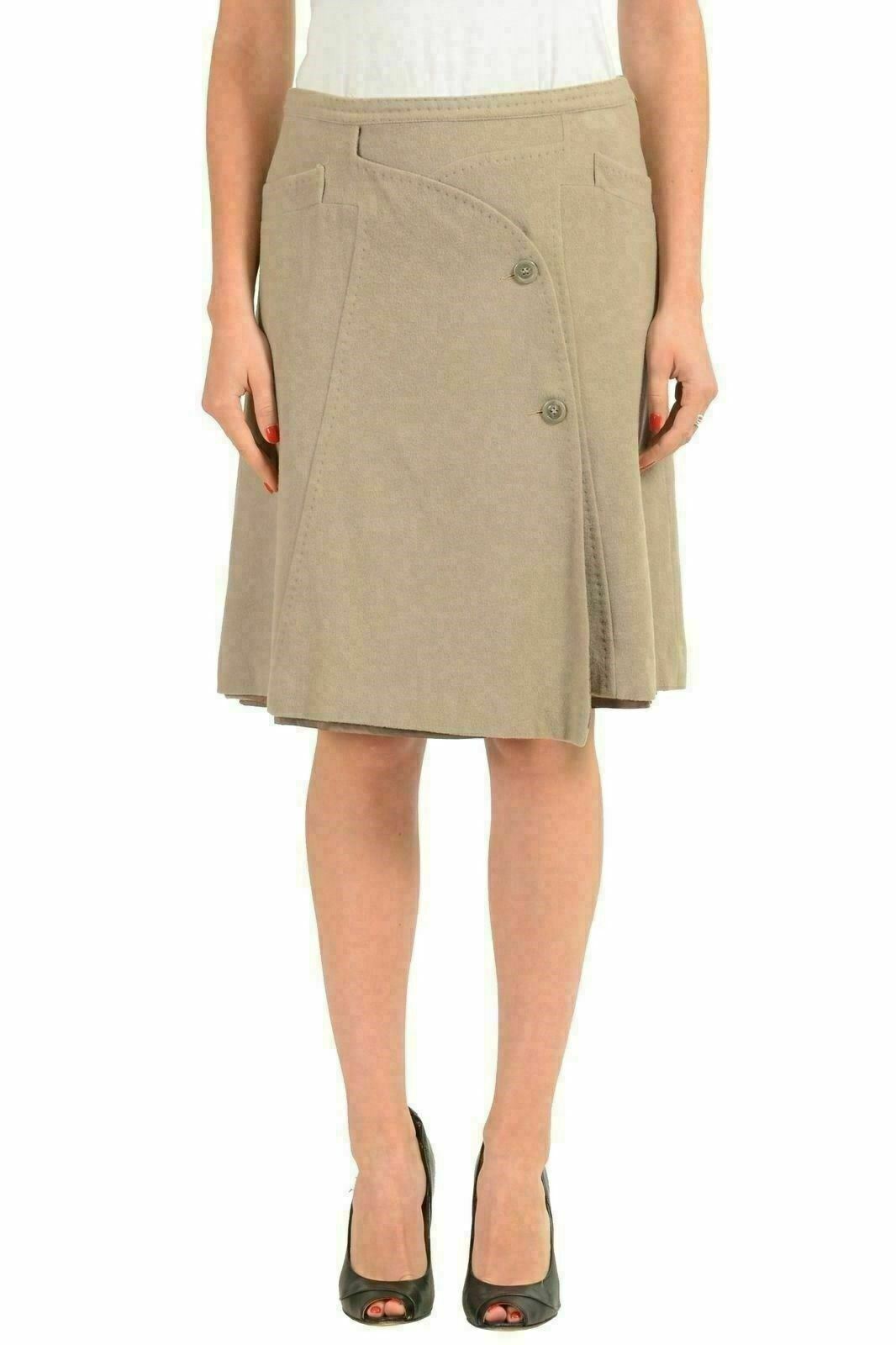 Gianfranco Ferre GF Women's 100% Wool Beige A-Line Skirt US 26 IT 40