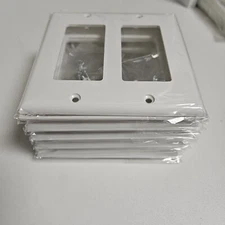 Standard 2-Gang Decorator Wall Plates GFCI Rocker Switch Outlet White (10/Pack)