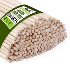 200 Wooden Dowel Rods 1/8 x 6 inch Precut Doweling Craft Sticks Tiered Cake NEW