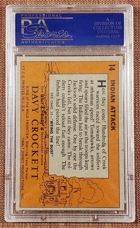 1956 Orange Davy Crockett #14 Indian Attack Authentic Original PSA 8 NM/MT - Image 2 of 2