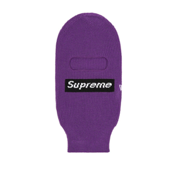 SUPREME FW22 NEW ERA BOX LOGO BALACLAVA FACEMASK BLACK PURPLE