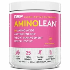 RSP Nutrition AminoLean Energy Pre Workout Powder 5g Vegan Amino Acids Exp 03/27